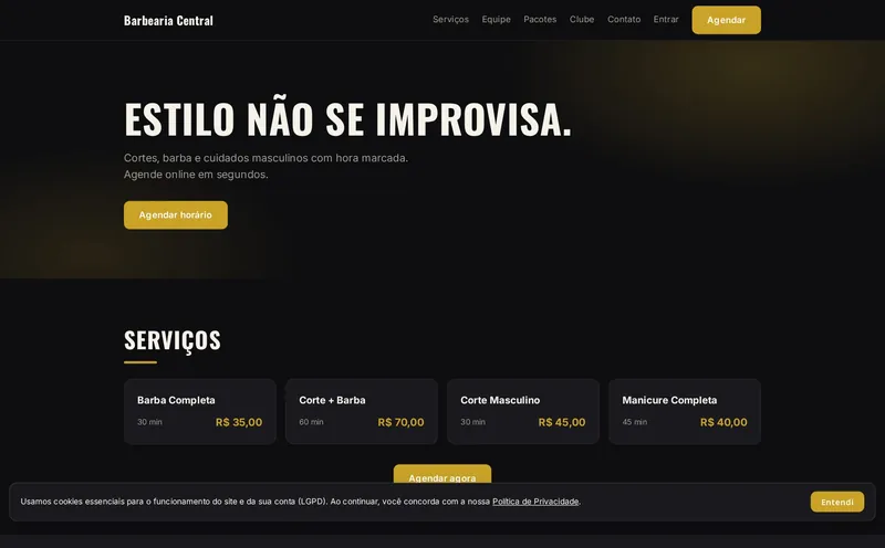 Site de barbearia com agendamento online